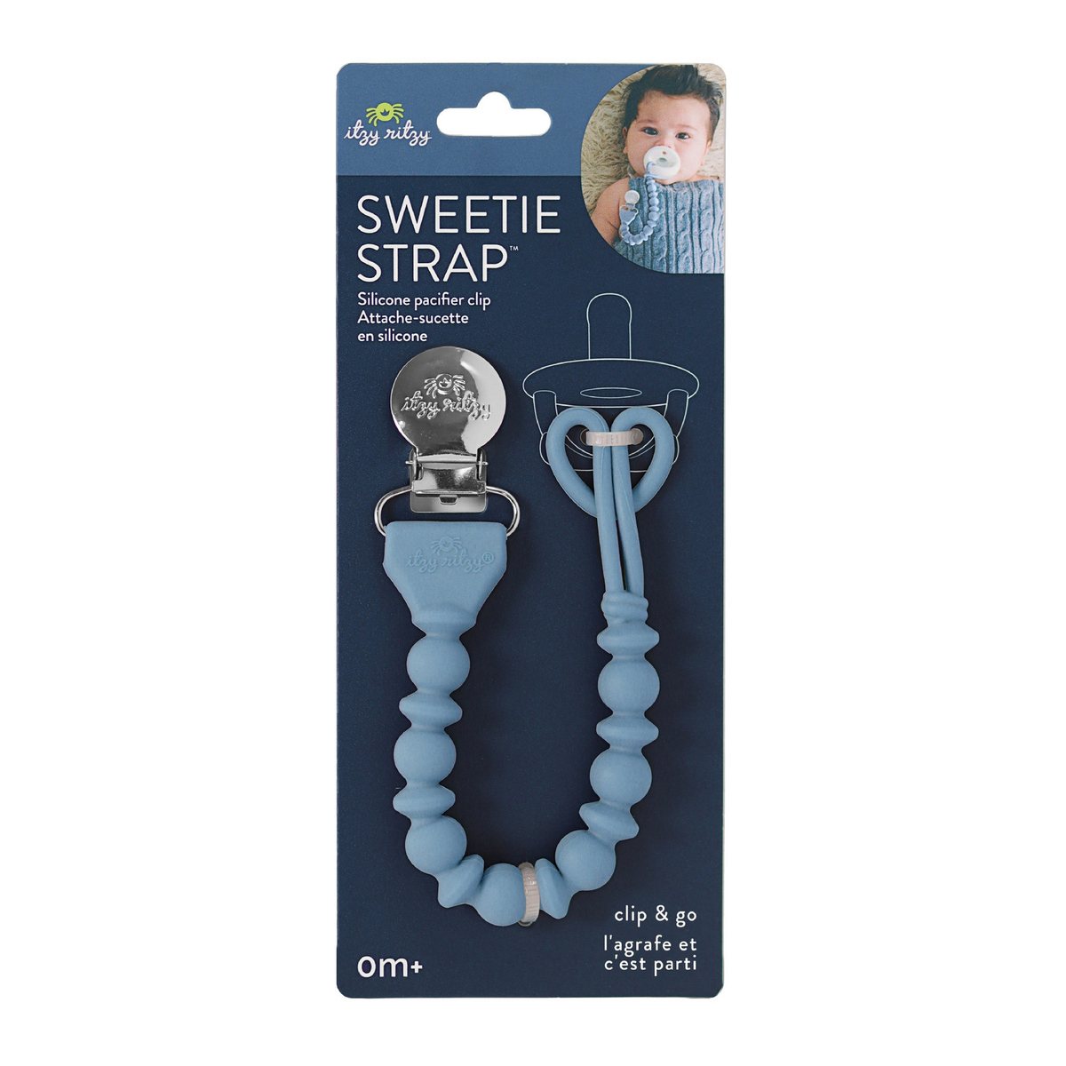 (Packaging Slightly Damaged) Sweetie Strap™ Pacifier Clip - Blue Braided