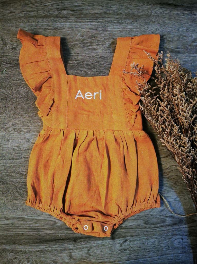 Flutter sleeves with name embroidery