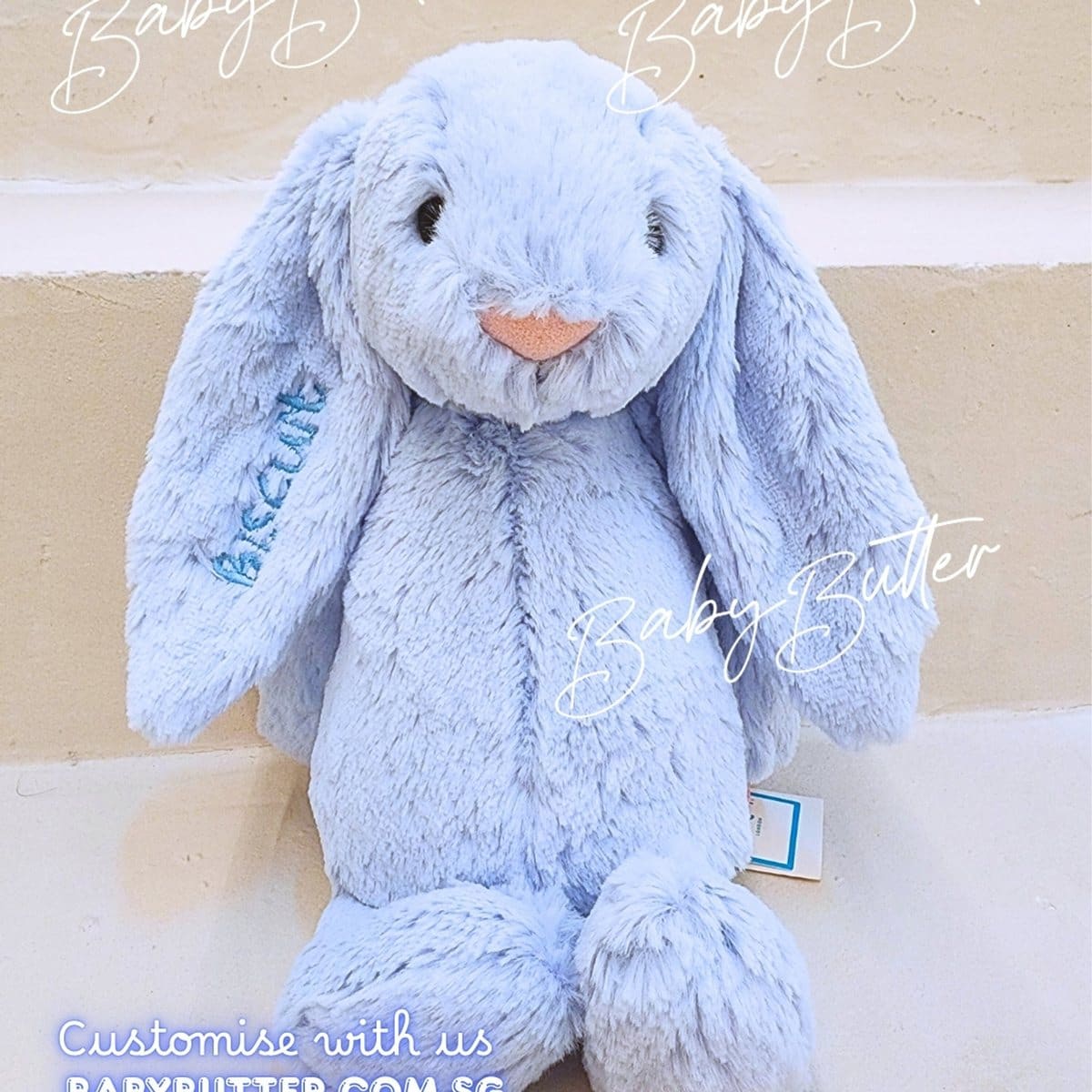 Bashful Blue Bunny (Medium, 31cm) - Personalised Jellycat Bunny Soft