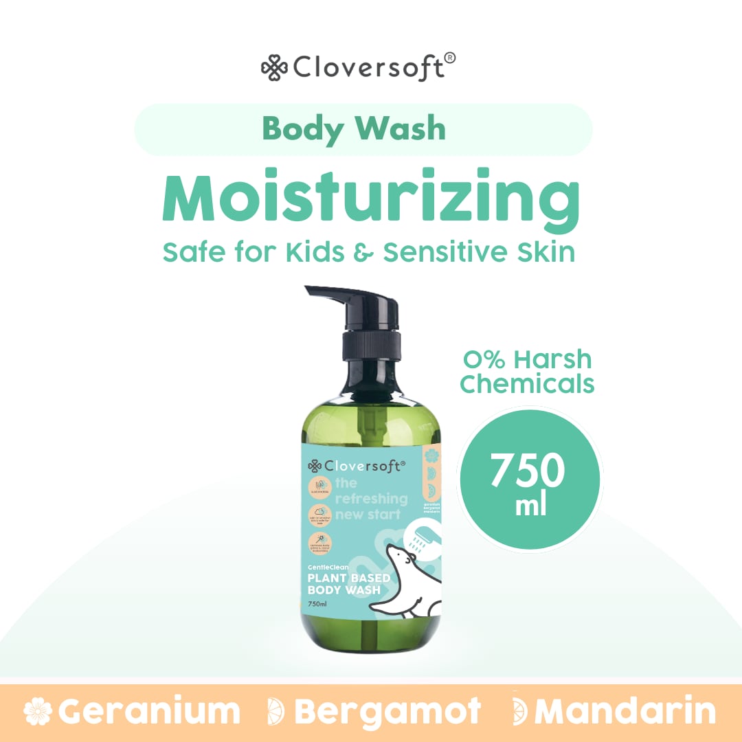 [1 Bottle] Cloversoft Plant-Based Body Wash 750ml (Geranium, Bergamot & Mandarin