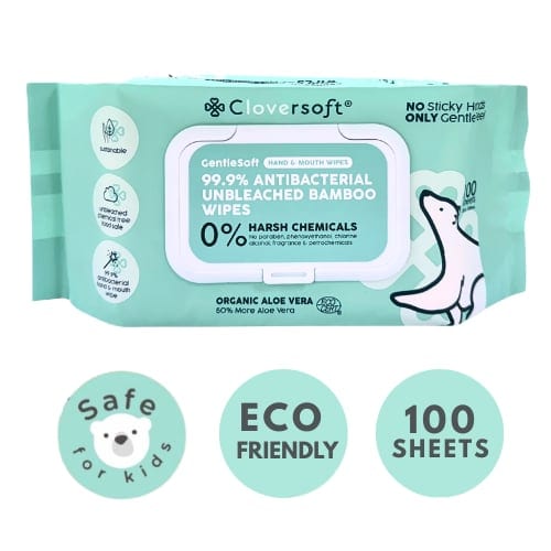 [CS-ABW-100-2] [2 Packs x 100 sheets] Cloversoft Organic Antibacterial Wipes