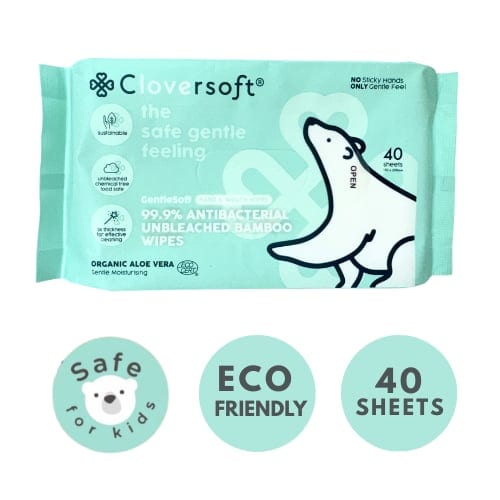[CS-ABW-40-6] [6 Packs x 40 sheets] Cloversoft Organic Antibacterial Wipes