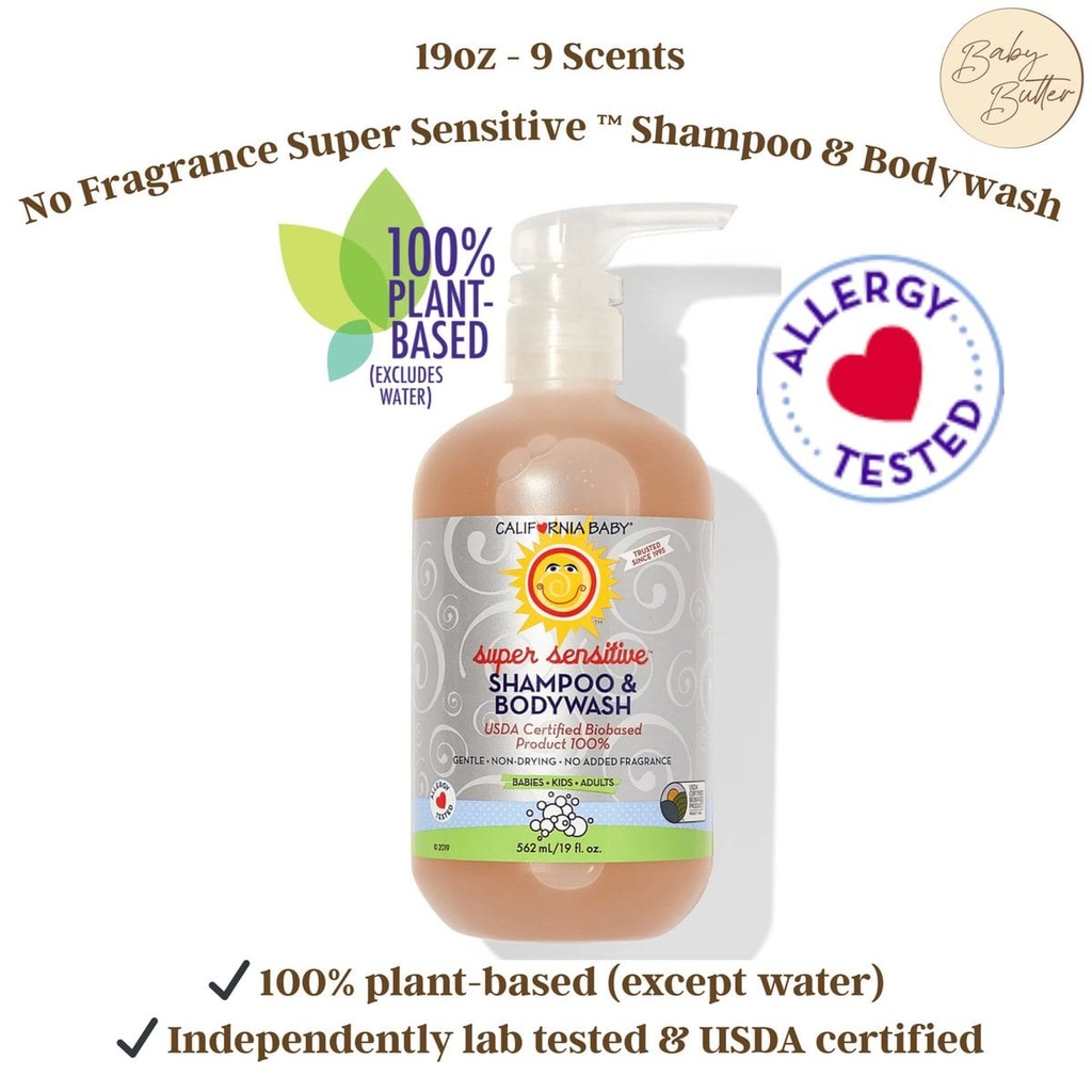 No Fragrance Super Sensitive Shampoo & Bodywash 19oz🧴🧼- California Baby