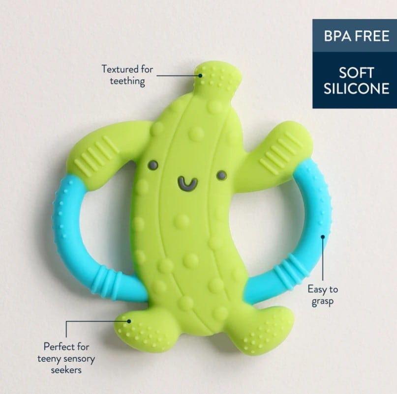 [604501833] Chew Crew™ Silicone Handle Teether - Pickle!