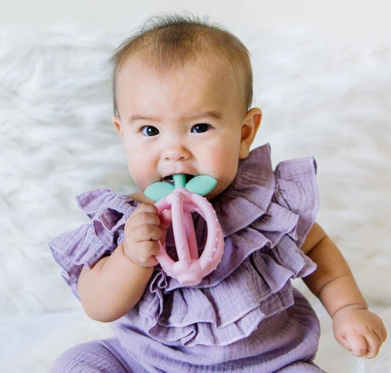 Bitzy Biter™ Teething Ball & Training Toothbrush - Pink Lemonade