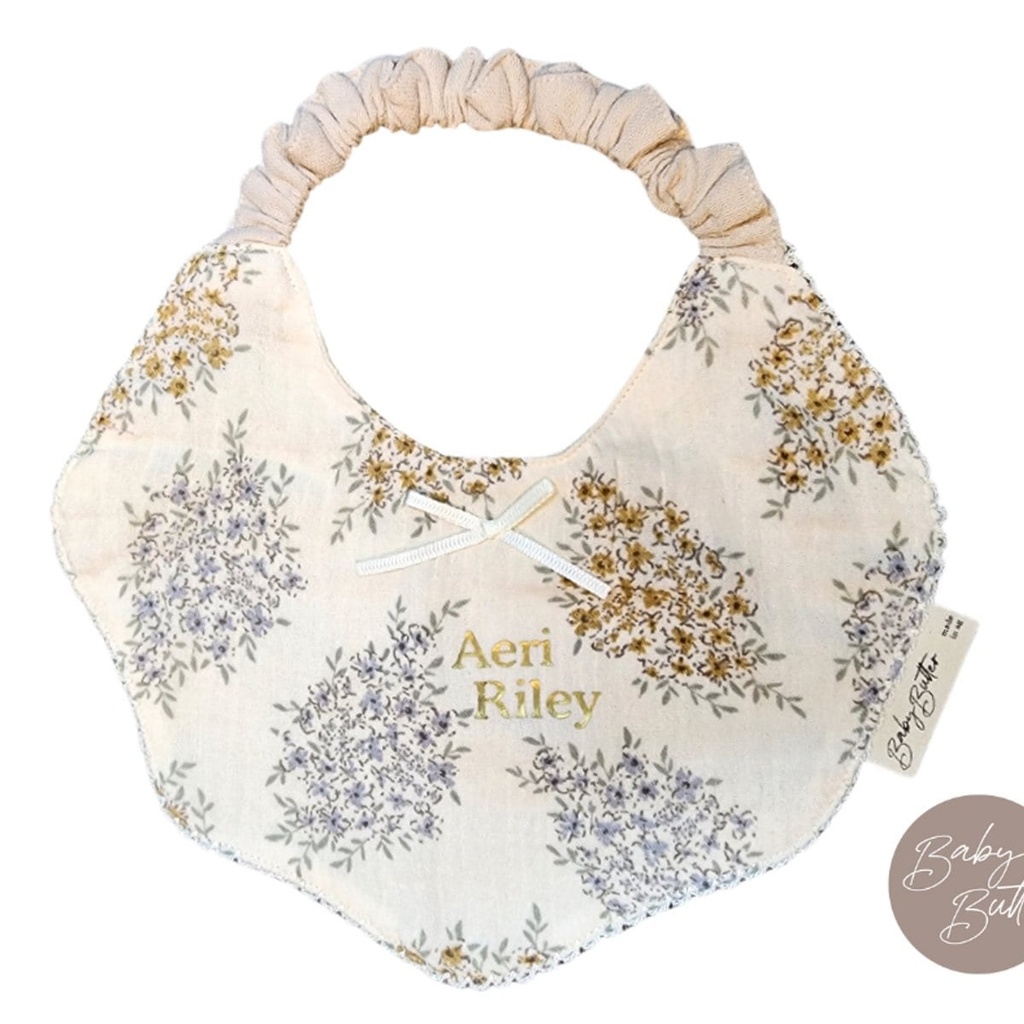 Soft-touch Cotton Bibs + Baby Name (Lavender) (Yes, Black, 1)