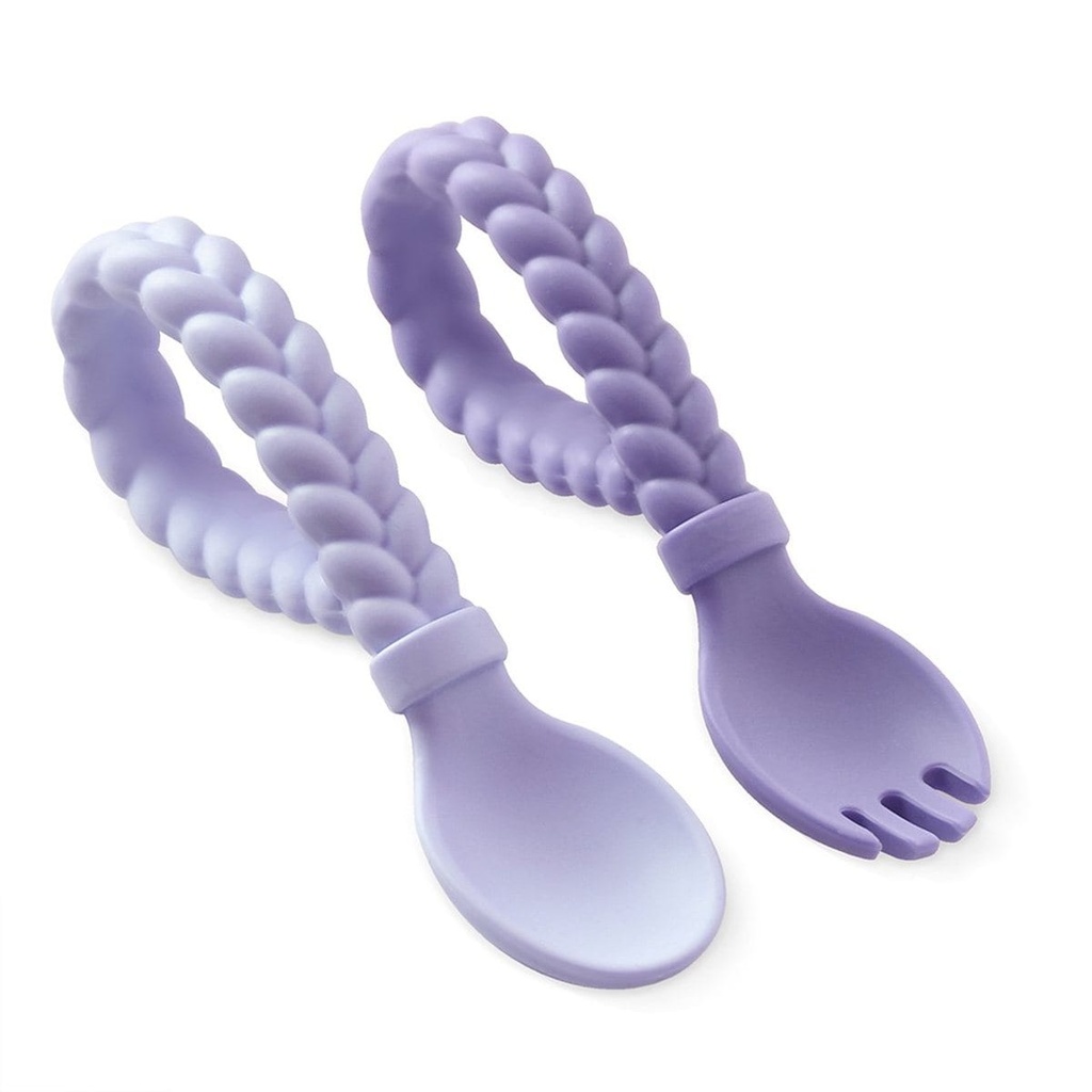 Sweetie Spoons™ Silicone Fork and Spoon Set - Amethyst + Purple diamond (Yes)