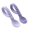 Sweetie Spoons™ Silicone Fork and Spoon Set - Amethyst + Purple diamond