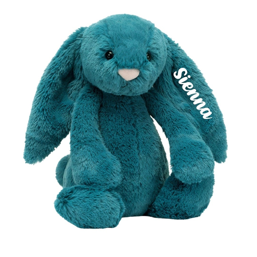 Bashful Mineral Blue Bunny (Medium, 31cm) - Personalised Jellycat Bunny Soft (NO EMBROIDERY, 1. Orange Days)