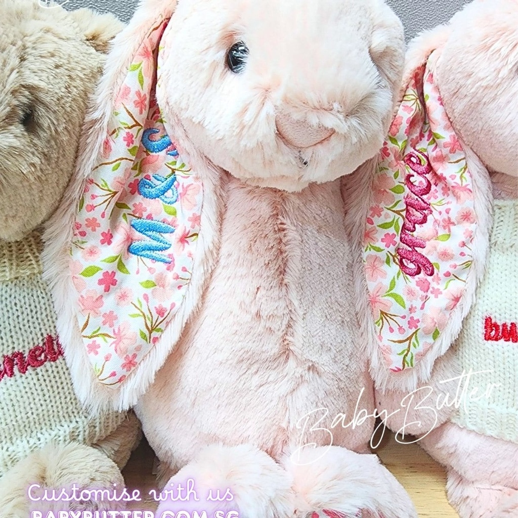 Blossom Blush Bunny 'Cherry' (Medium, 31cm) - Personalised Jellycat Bunny (NO EMBROIDERY, 1. Orange Days)