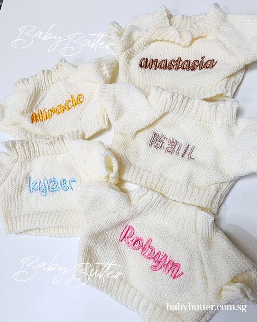 Sweaters for Jellycat Bunny (plain or add name) (White, 1. Orange Days, Jolly Red)