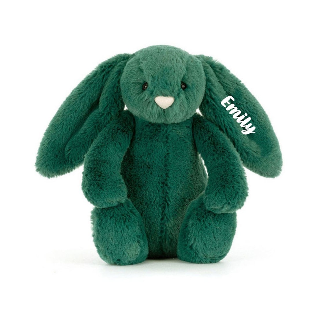 Bashful Teal Bunny (Small, 18cm) - Personalised Jellycat Bunny Soft (White, NO EMBROIDERY)