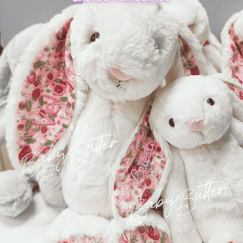 Blossom Cream Bunny 'Berry' (Medium, 31cm) - Personalised Jellycat Bunny (NO EMBROIDERY, 1. Orange Days)