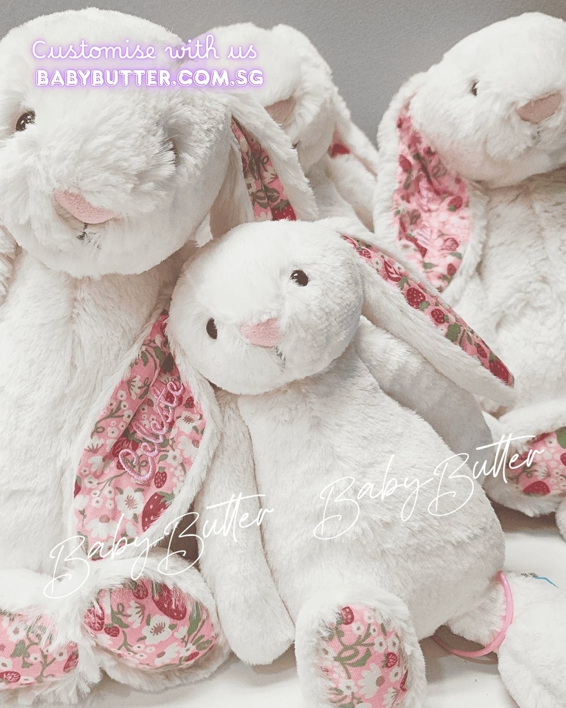 Blossom Cream Bunny 'Berry' (Small, 18cm) - Personalised Jellycat Bunny (NO EMBROIDERY, 1. Orange Days)