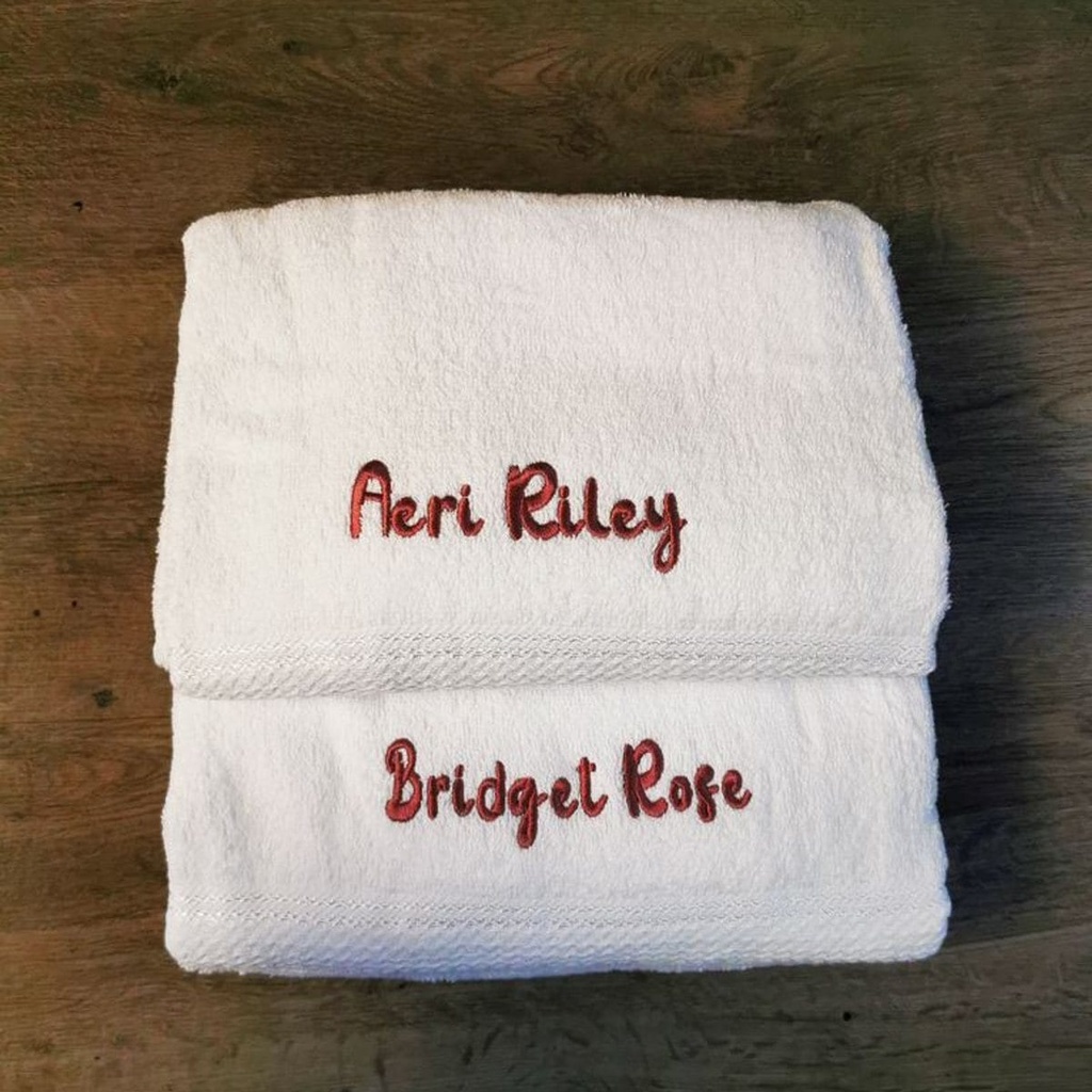 Big 100% Cotton Bath Towels with Name Embroidery (27" x 54") (Black, White)