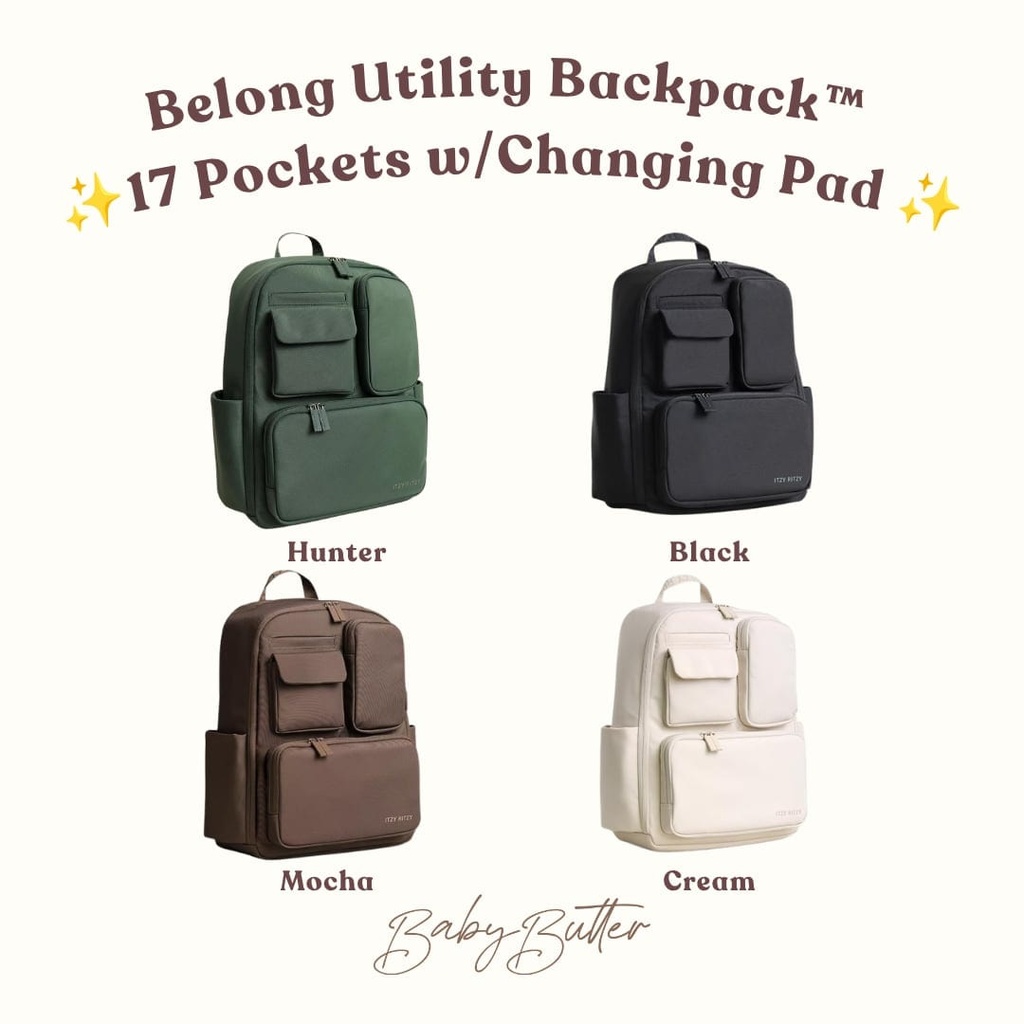 Itzy Ritzy Belong Utility Backpack™ 17 Pockets w/Changing Pad (Black)