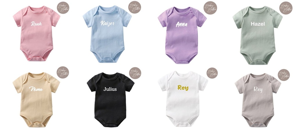 100% Soft Cotton Baby Rompers with Custom Name/Text Print (White, 0-3m (2-4kg), White, 1)