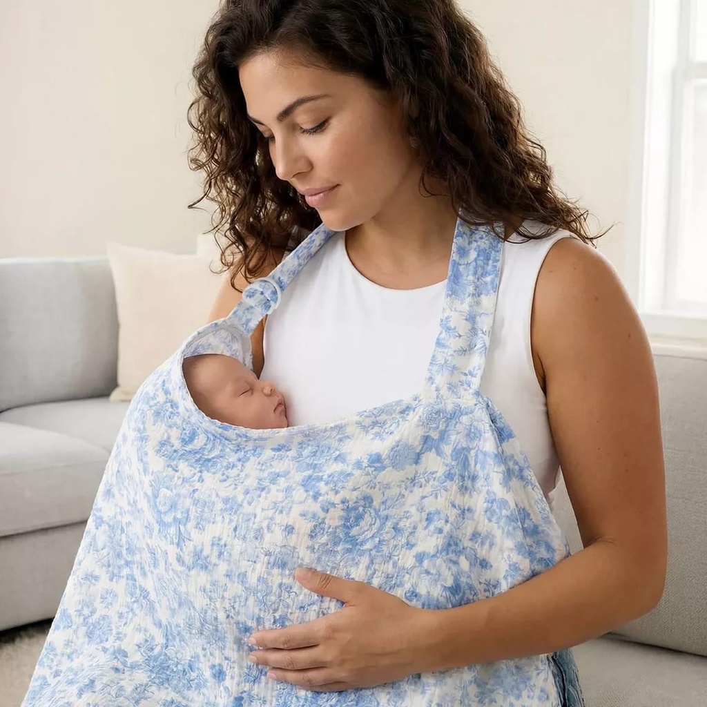 [807001975] Itzy Ritzy Breastfeeding Cover Apron Style - Blue Toile
