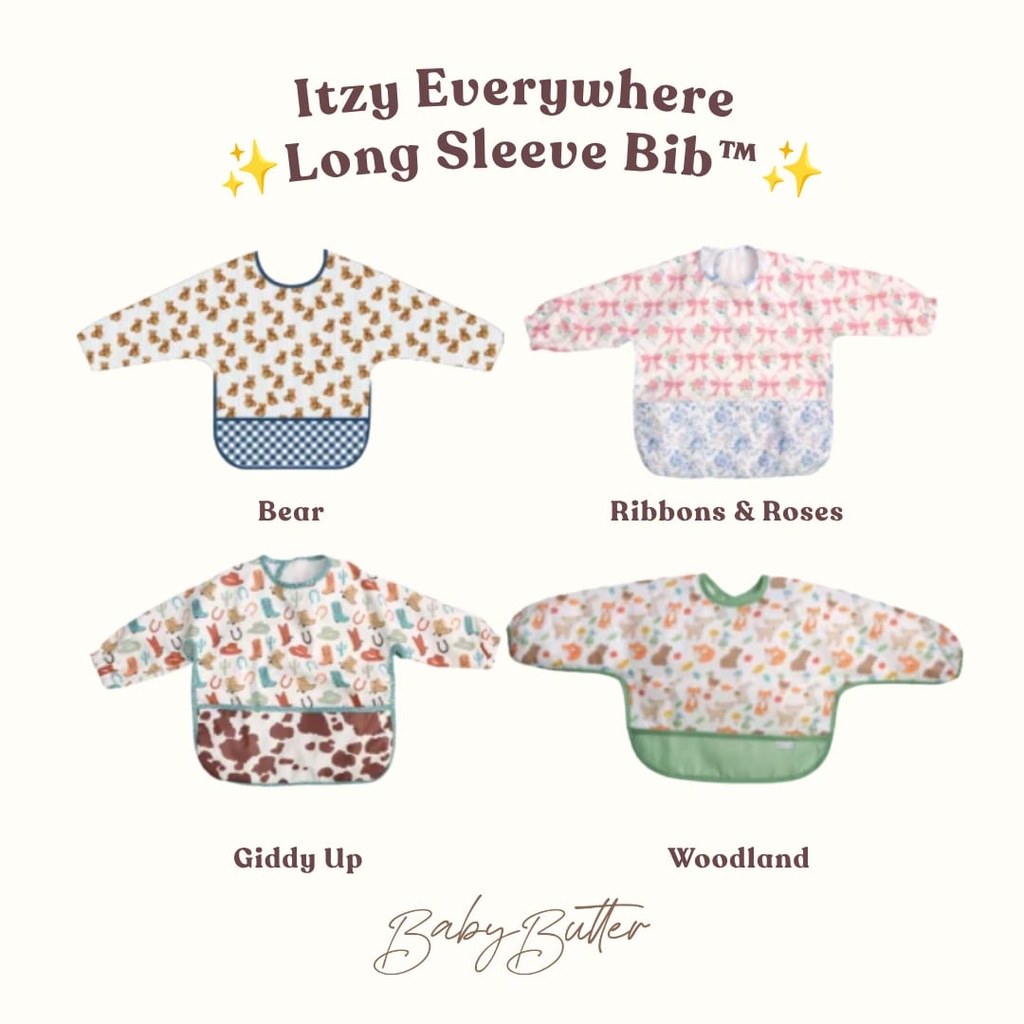 Itzy Everywhere Long Sleeve Bib™ (Ribbons & Roses)