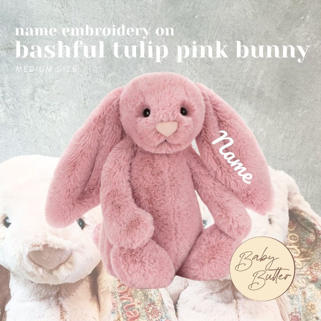 Bashful Tulip Pink Bunny (Medium, 31cm) - Personalised Jellycat Bunny Soft (NO EMBROIDERY, 1. Orange Days)