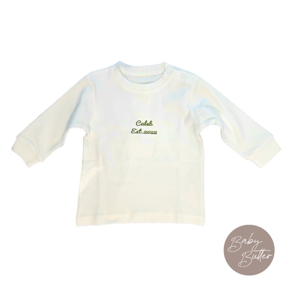 100% Soft Cotton Baby Sweaters with Name/Icon Embroidery (White, 0-3m (2-4kg), Black, 1, 1. Olive)
