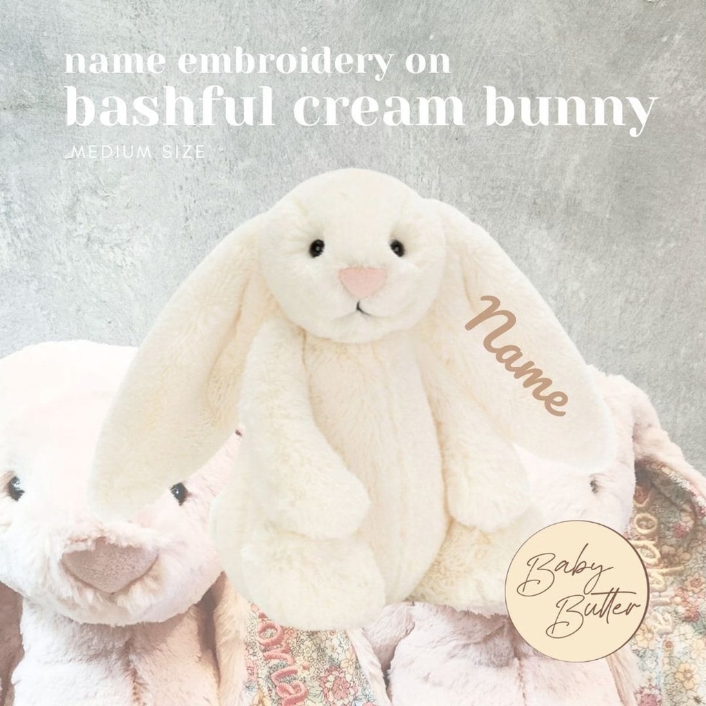 Bashful Cream Bunny (Medium, 31cm) - Personalised Jellycat Bunny Soft Toy (NO EMBROIDERY, 1. Orange Days)