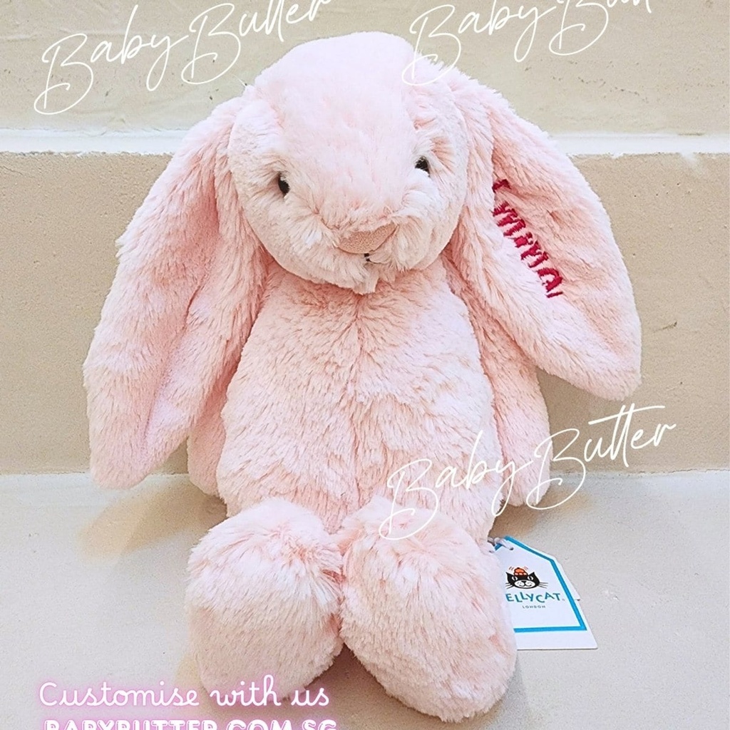 Bashful Pink Bunny (Medium, 31cm) - Personalised Jellycat Bunny Soft Toy (NO EMBROIDERY, 1. Orange Days)