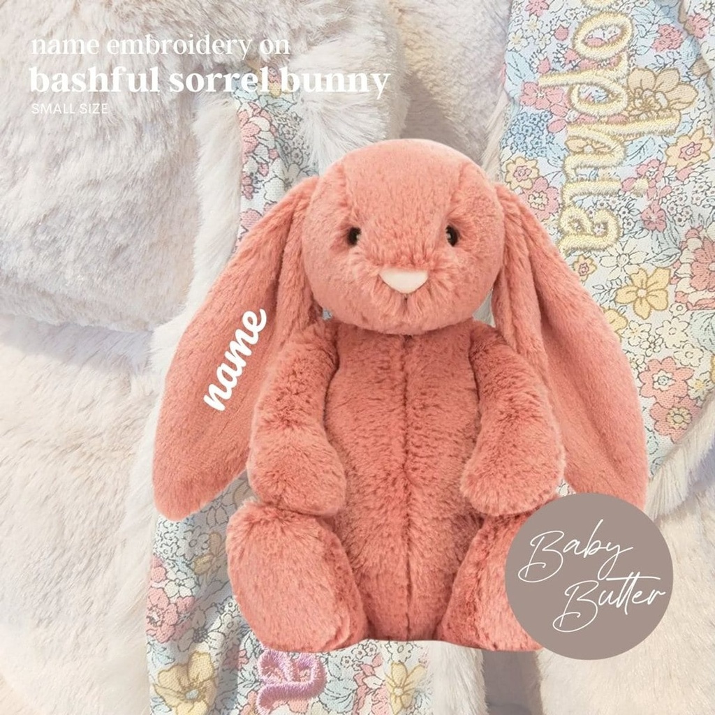 Bashful Sorrel Bunny (Small, 18cm) - Personalised Jellycat Bunny Soft (White, 1. Orange Days)