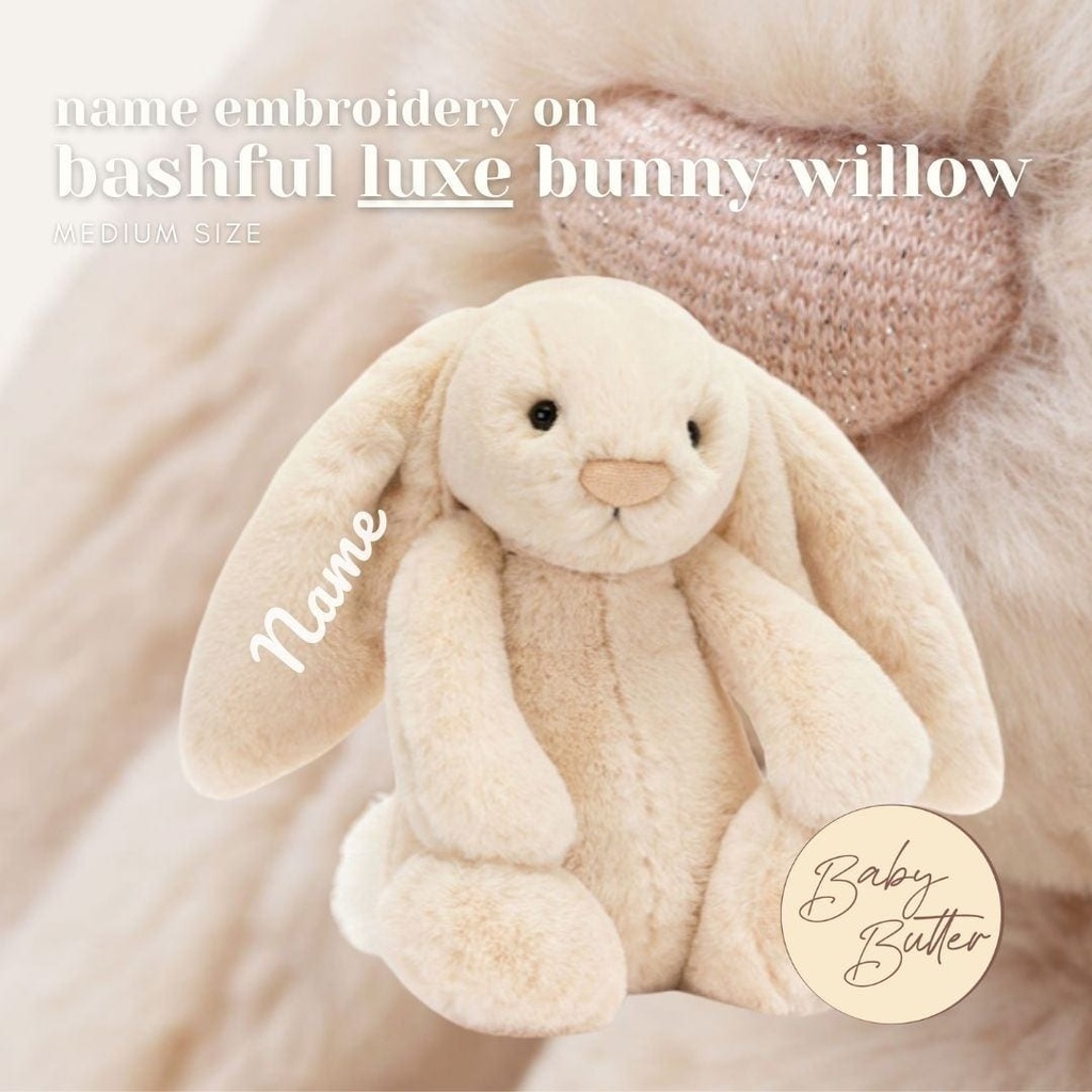 Bashful LUXE✨ Bunny Willow (Medium, 31cm) - Personalised Jellycat Bunny (White, NO EMBROIDERY)
