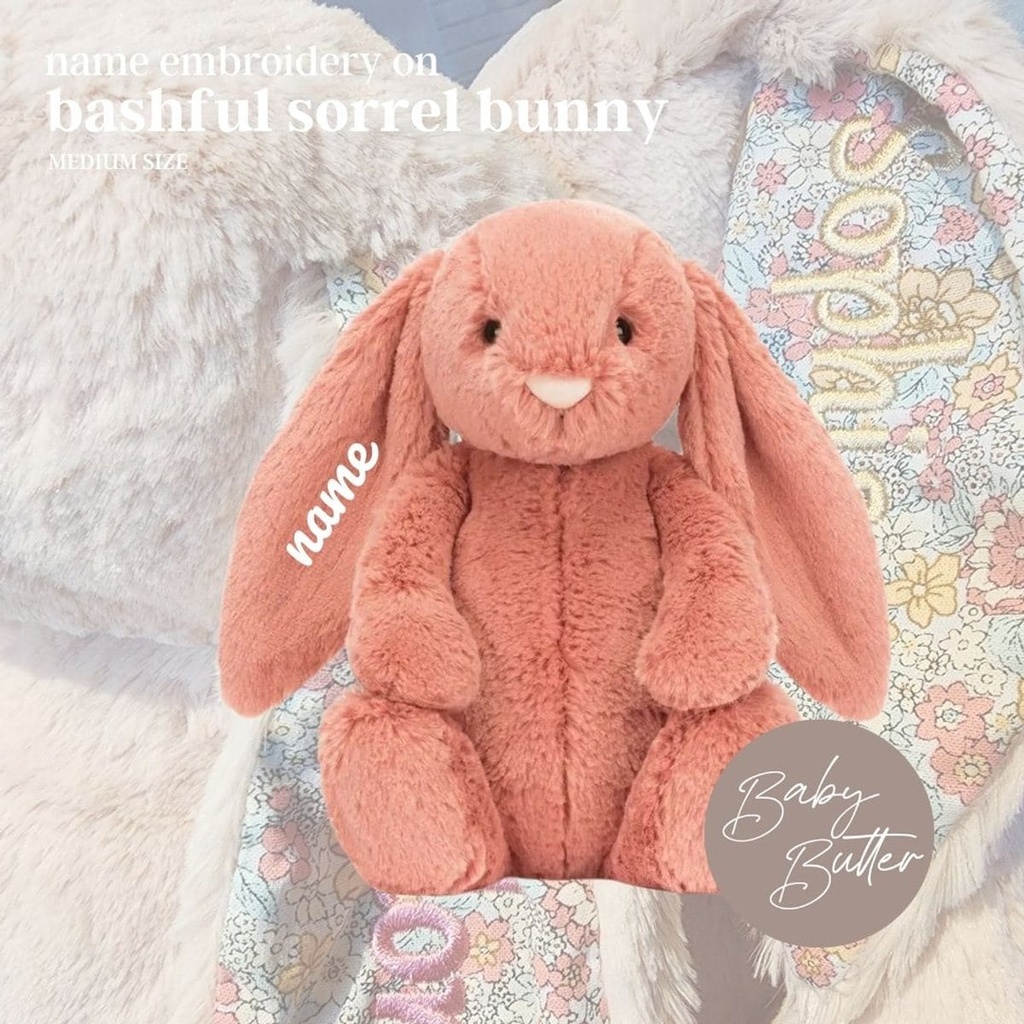 Bashful Sorrel Bunny (Medium, 31cm) - Personalised Jellycat Bunny So (White, 1. Orange Days)