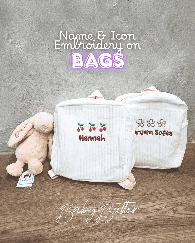 Personalised Childcare Bag with Name Embroidery+Icon (Black, 1. Olive)
