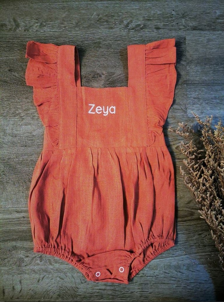 Flutter Sleeves with Name Embroidery - Auburn (3-6m (4-6kg))