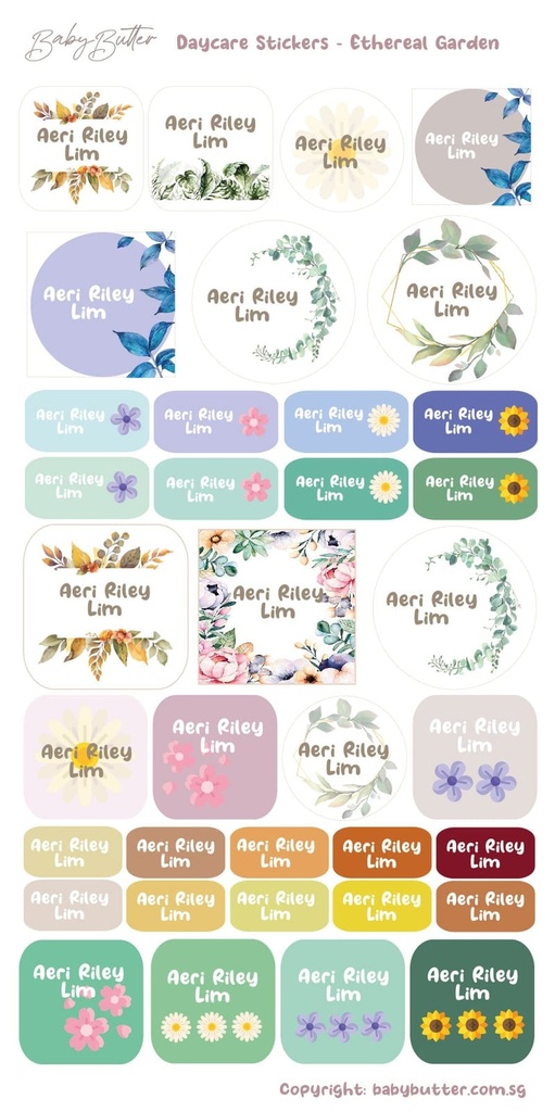 Waterproof Name Labels/Personalised Stickers  - Ethereal Garden (Yes)