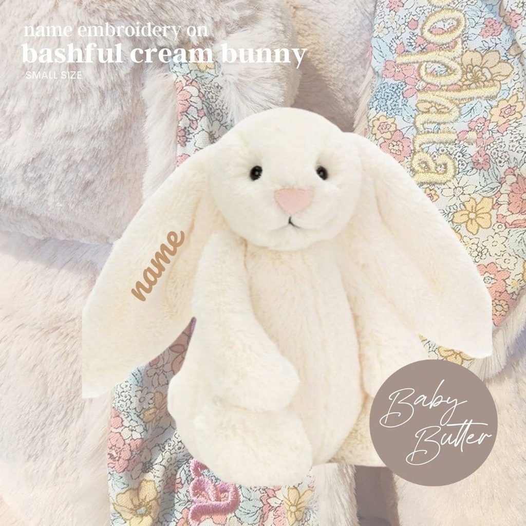 Bashful Cream Bunny (Small, 18cm) - Personalised Jellycat Bunny Soft (White, 1. Orange Days)