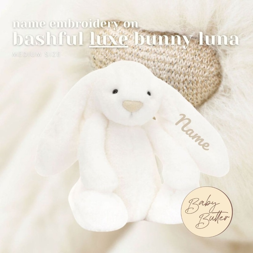 Bashful LUXE✨ Bunny Luna (Medium, 31cm) - Personalised Jellycat Bunny (White, 1. Orange Days)