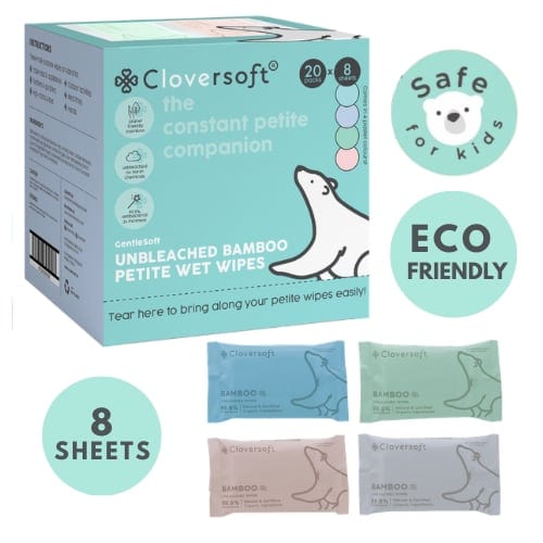 Cloversoft Organic Antibacterial Wipes, 1 box (20 packs x 8 sheets)