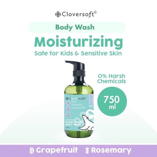 Cloversoft Plant-Based Body Wash 750ml, Grapefruit & Rosemary