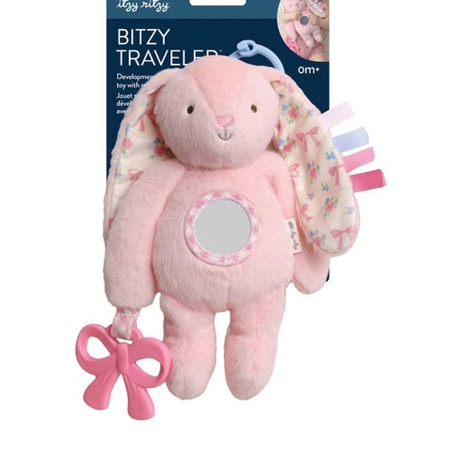 Bitzy Traveler™ Developmental Sensory Toy - Pink Bunny Rabbit