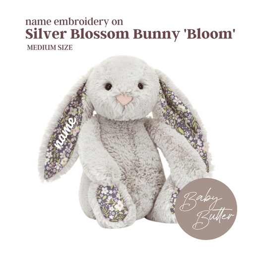 Jellycat Blossom Silver Bunny 'Bloom', Medium 31cm, product photo from its Baby Butter listing